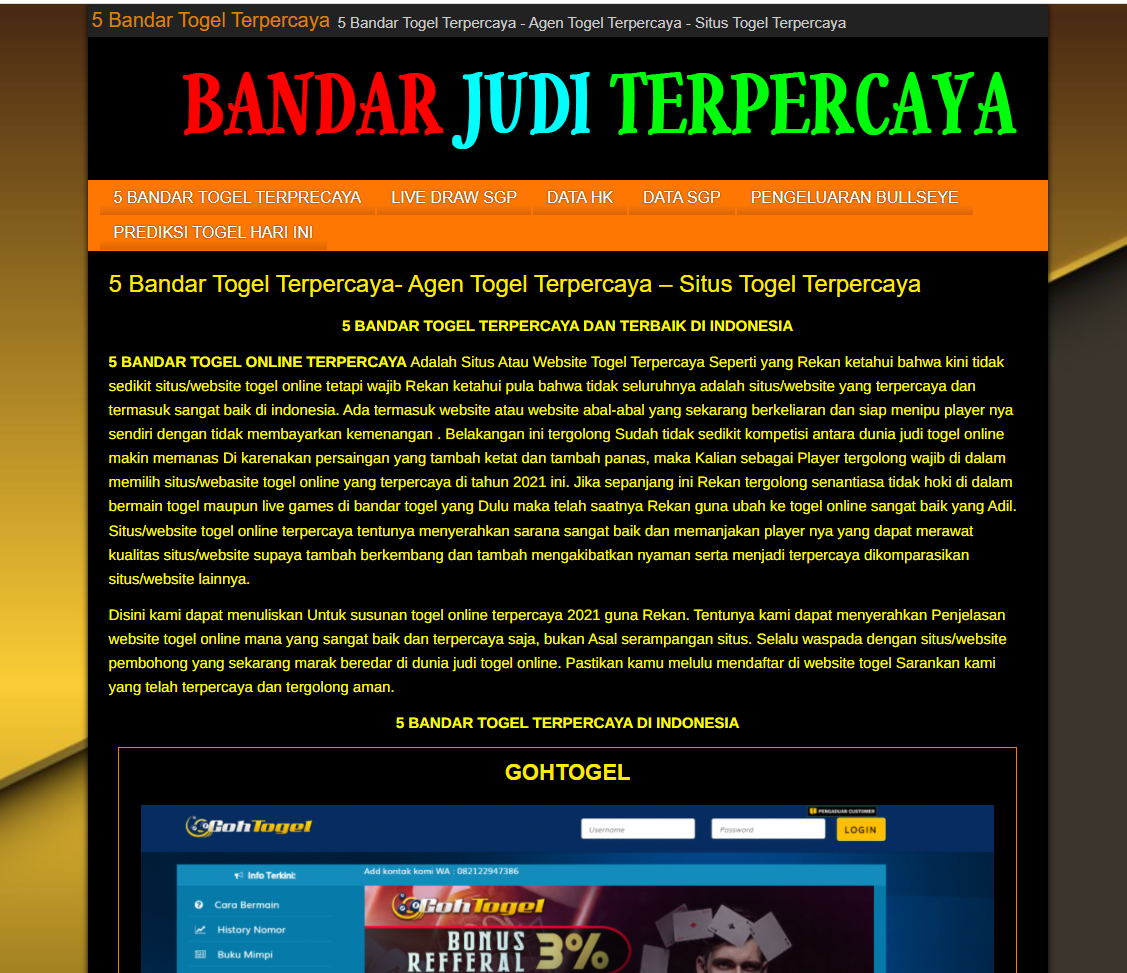 Bandar Togel, Judi Slot Online Terpercaya Indonesia