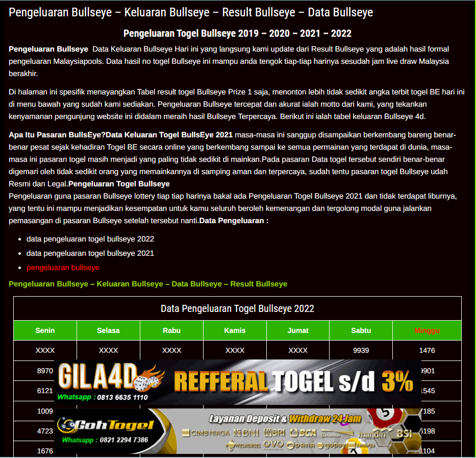 Daftar Dan Cek Data Keluaran Togel Bullseye