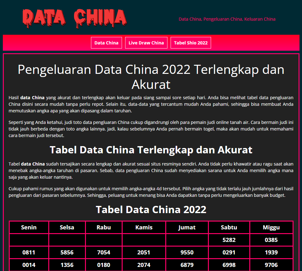 Result Data China No 1 Terkomplet dan Sah