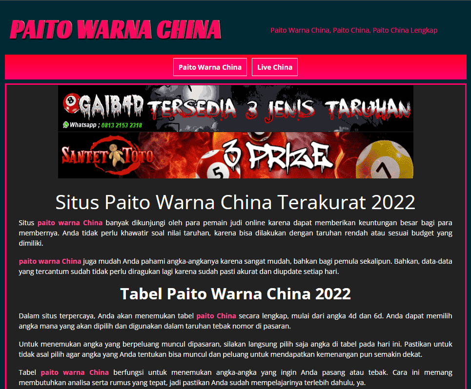 Keterangan Sekitar Situs Paito Warna China