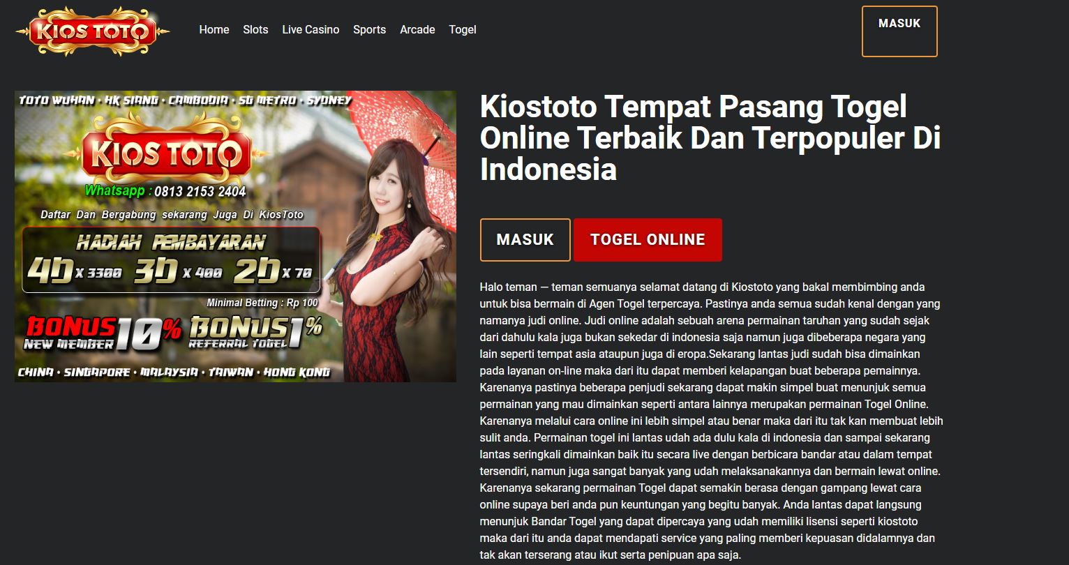 Situs Togel Online Terbesar Kiostoto Di Asia