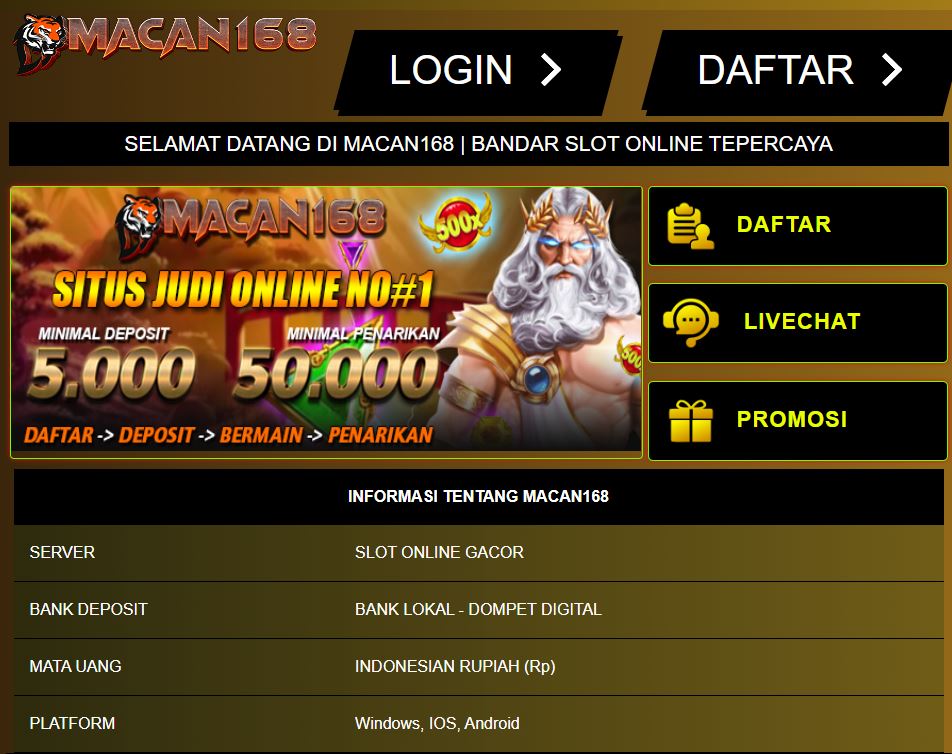 Game Slot Online Di Situs Resmi Macan168 Terjaga Anti Repot Dapat Langsung Bermain